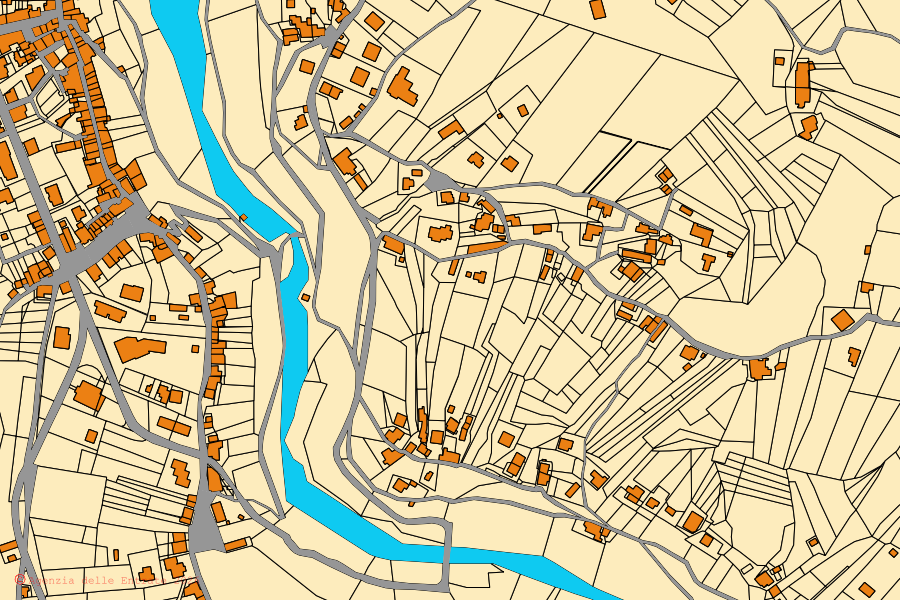 Mappa catastale del centro di Roccamorice: particelle e fabbricati, cartografia Agenzia delle Entrate