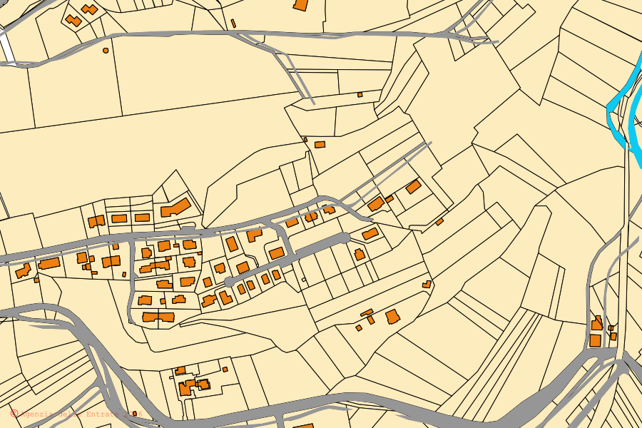 Mappa catastale del centro di Rodero: particelle e fabbricati, cartografia Agenzia delle Entrate