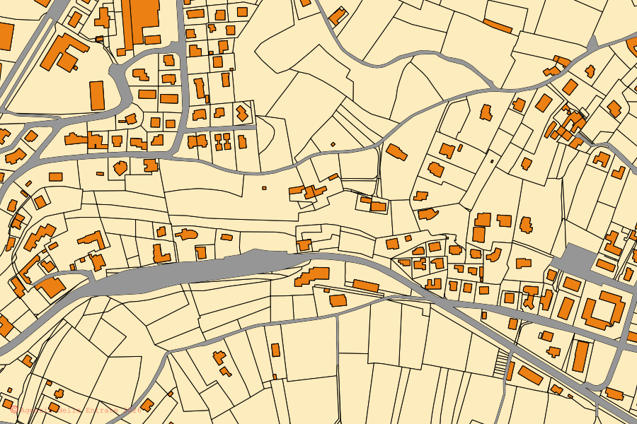 Mappa catastale del centro di Roè Volciano: particelle e fabbricati, cartografia Agenzia delle Entrate