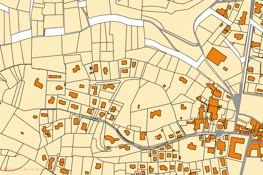 Mappa catastale del centro di Rogeno: particelle e fabbricati, cartografia Agenzia delle Entrate