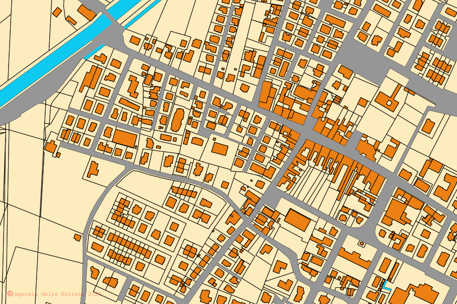 Mappa catastale del centro di Rolo: particelle e fabbricati, cartografia Agenzia delle Entrate