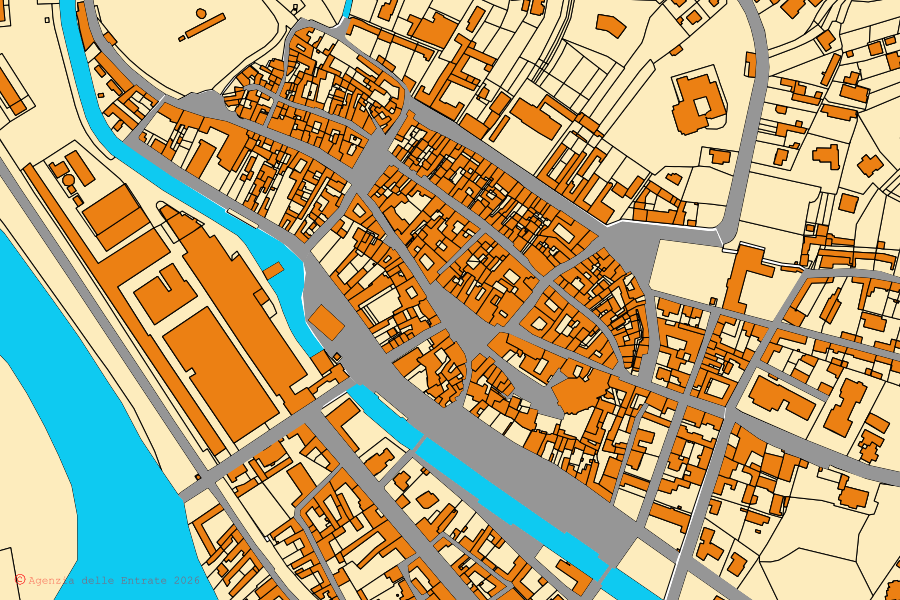 Mappa catastale del centro di Romagnano Sesia: particelle e fabbricati, cartografia Agenzia delle Entrate