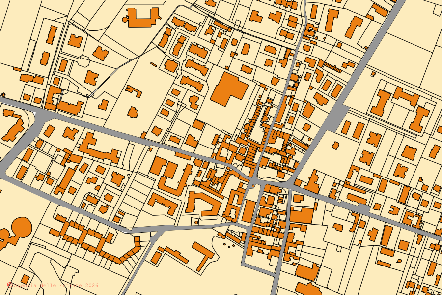 Mappa catastale del centro di Ronco Briantino: particelle e fabbricati, cartografia Agenzia delle Entrate