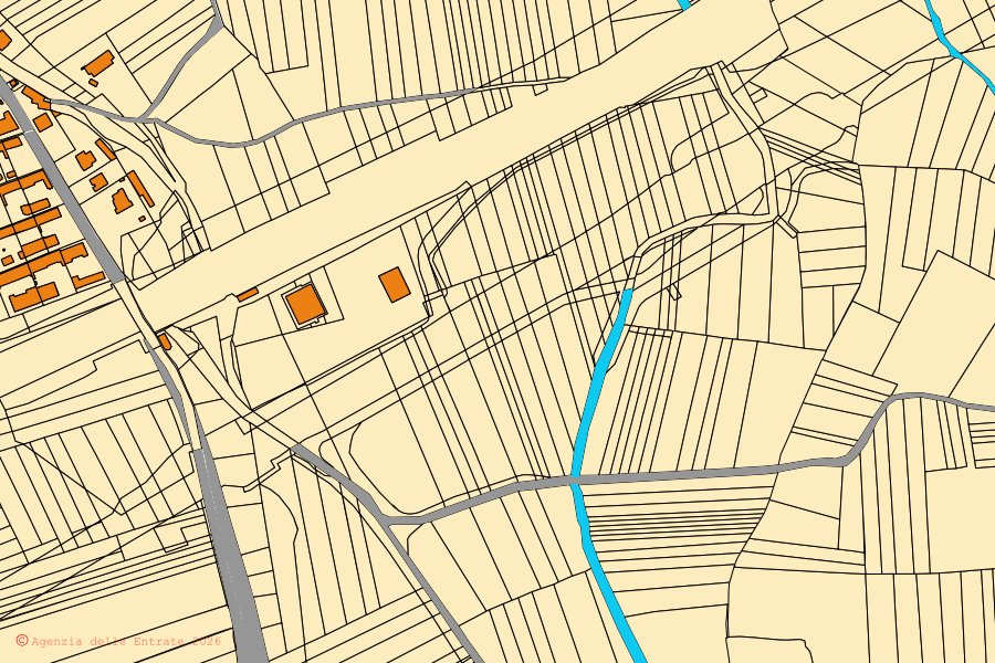 Mappa catastale del centro di Rondissone: particelle e fabbricati, cartografia Agenzia delle Entrate