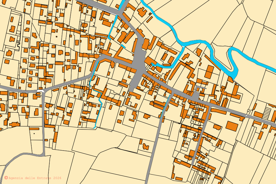 Mappa catastale del centro di Ronsecco: particelle e fabbricati, cartografia Agenzia delle Entrate