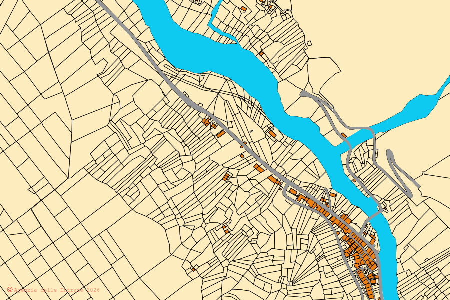 Mappa catastale del centro di Rosazza: particelle e fabbricati, cartografia Agenzia delle Entrate
