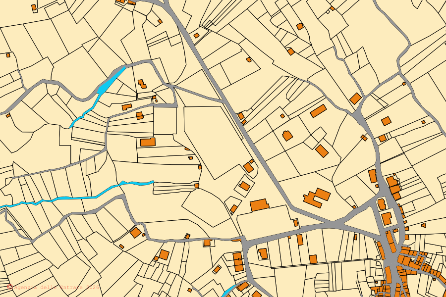 Mappa catastale del centro di Roseto Valfortore: particelle e fabbricati, cartografia Agenzia delle Entrate