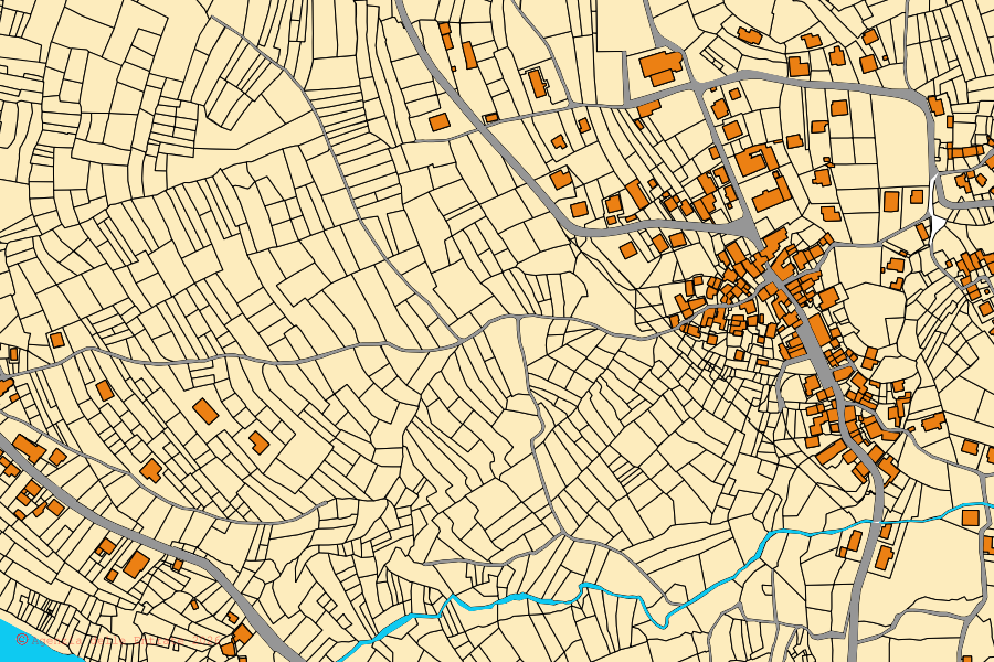 Mappa catastale del centro di Rovegno: particelle e fabbricati, cartografia Agenzia delle Entrate