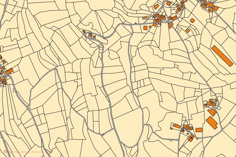 Mappa catastale del centro di Roverè Veronese: particelle e fabbricati, cartografia Agenzia delle Entrate