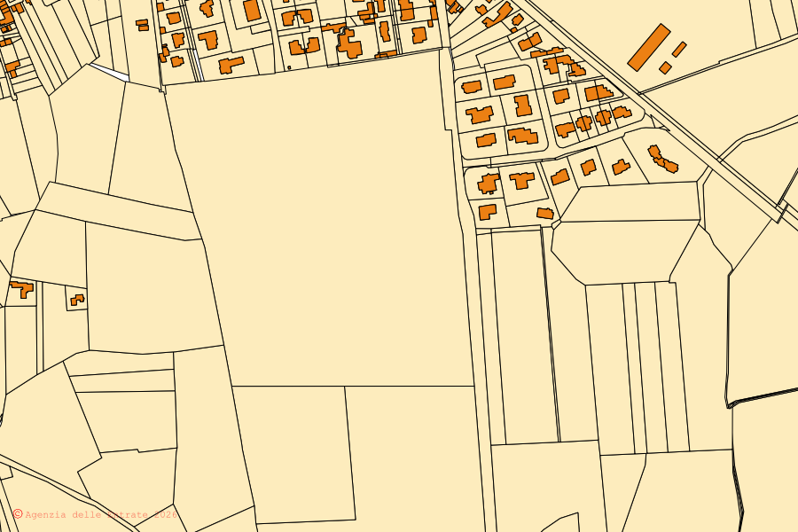 Mappa catastale del centro di Ruda: particelle e fabbricati, cartografia Agenzia delle Entrate