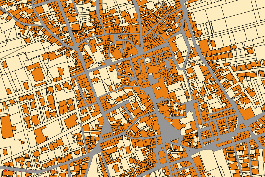 Mappa catastale del centro di Ruffano: particelle e fabbricati, cartografia Agenzia delle Entrate