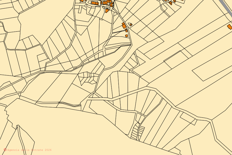 Mappa catastale del centro di Ruoti: particelle e fabbricati, cartografia Agenzia delle Entrate