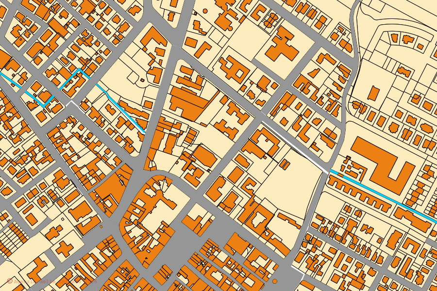 Mappa catastale del centro di Russi: particelle e fabbricati, cartografia Agenzia delle Entrate