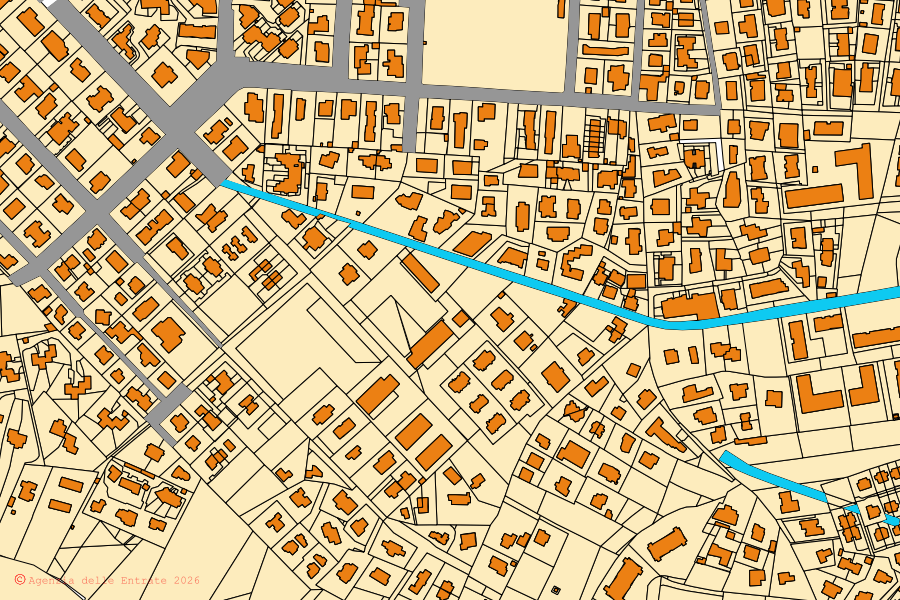 Mappa catastale del centro di Sabaudia: particelle e fabbricati, cartografia Agenzia delle Entrate