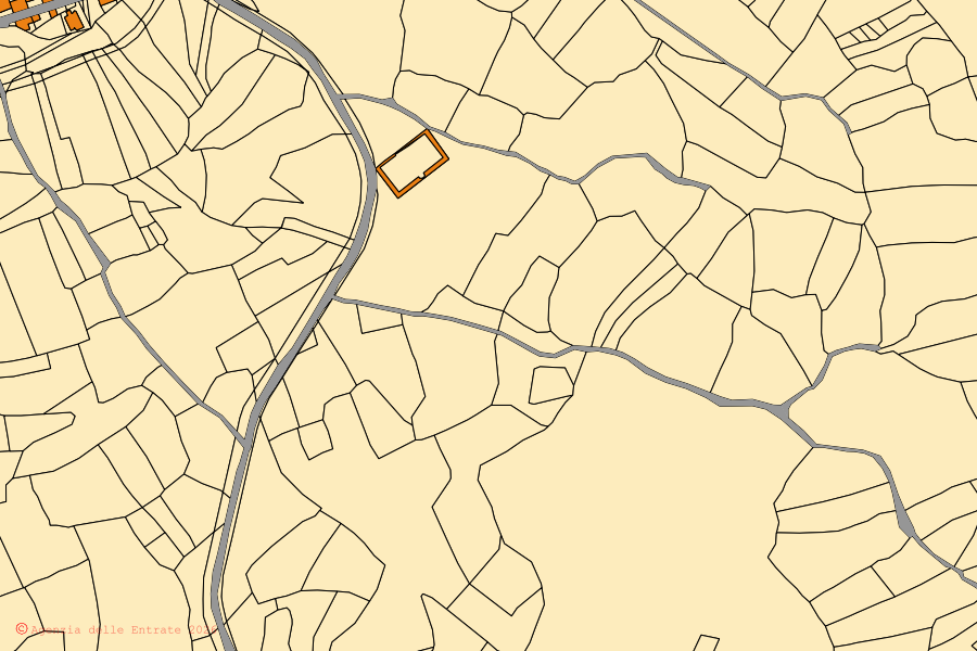 Mappa catastale del centro di Sagama: particelle e fabbricati, cartografia Agenzia delle Entrate