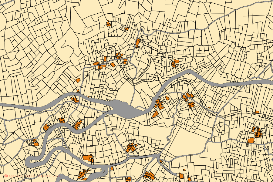 Mappa catastale del centro di Saint-Denis: particelle e fabbricati, cartografia Agenzia delle Entrate