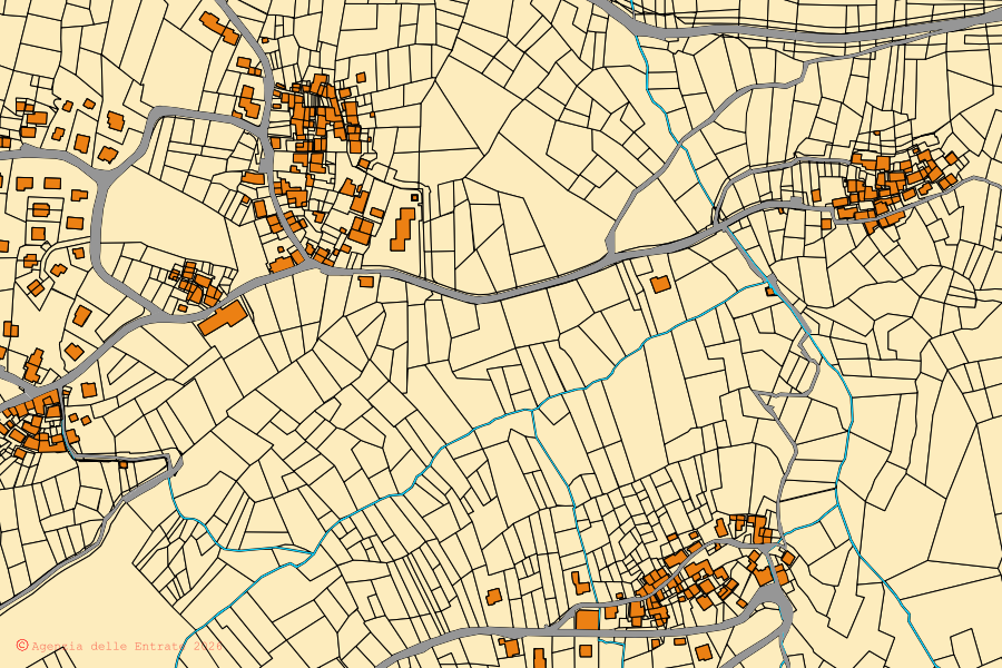 Mappa catastale del centro di Saint-Marcel: particelle e fabbricati, cartografia Agenzia delle Entrate