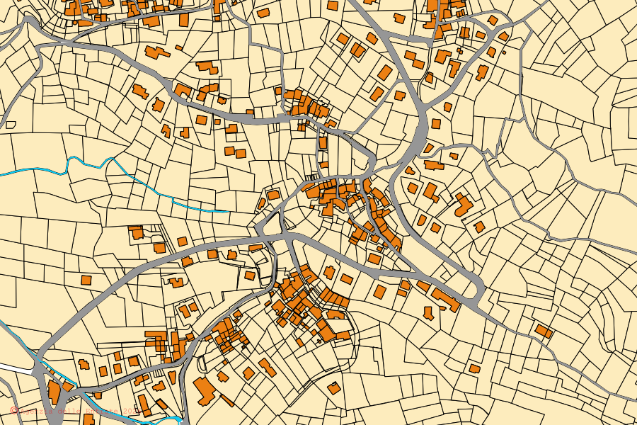 Mappa catastale del centro di Saint-Pierre: particelle e fabbricati, cartografia Agenzia delle Entrate