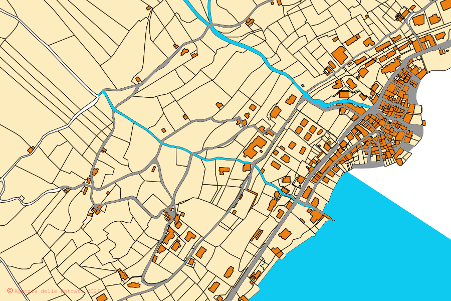 Mappa catastale del centro di Sala Comacina: particelle e fabbricati, cartografia Agenzia delle Entrate