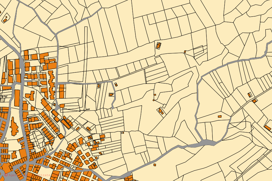 Mappa catastale del centro di Salandra: particelle e fabbricati, cartografia Agenzia delle Entrate