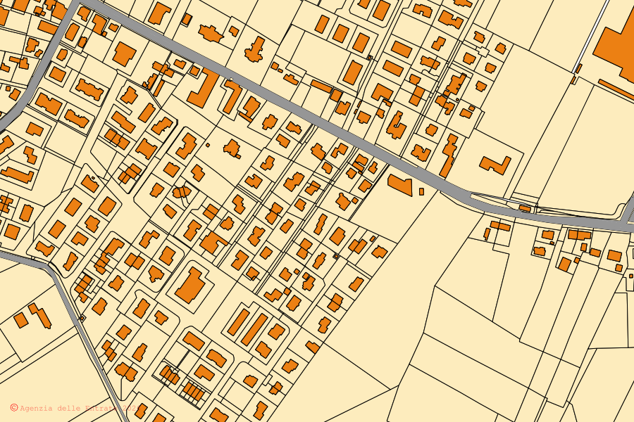 Mappa catastale del centro di Salgareda: particelle e fabbricati, cartografia Agenzia delle Entrate
