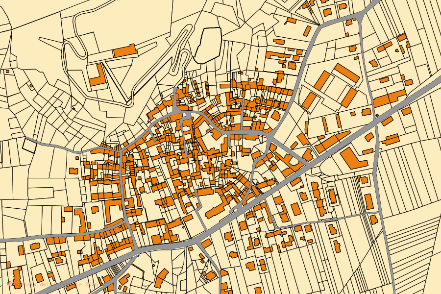 Mappa catastale del centro di Samone: particelle e fabbricati, cartografia Agenzia delle Entrate