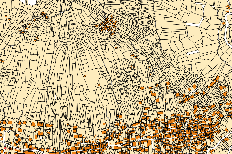 Mappa catastale del centro di San Bartolomeo Val Cavargna: particelle e fabbricati, cartografia Agenzia delle Entrate