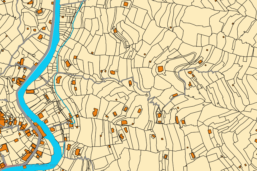 Mappa catastale del centro di San Biagio della Cima: particelle e fabbricati, cartografia Agenzia delle Entrate