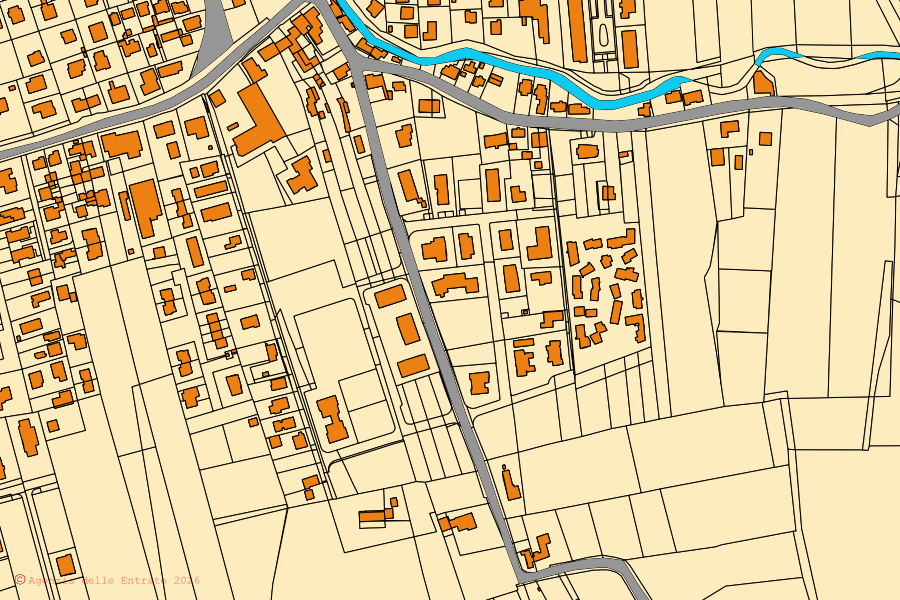 Mappa catastale del centro di San Biagio di Callalta: particelle e fabbricati, cartografia Agenzia delle Entrate