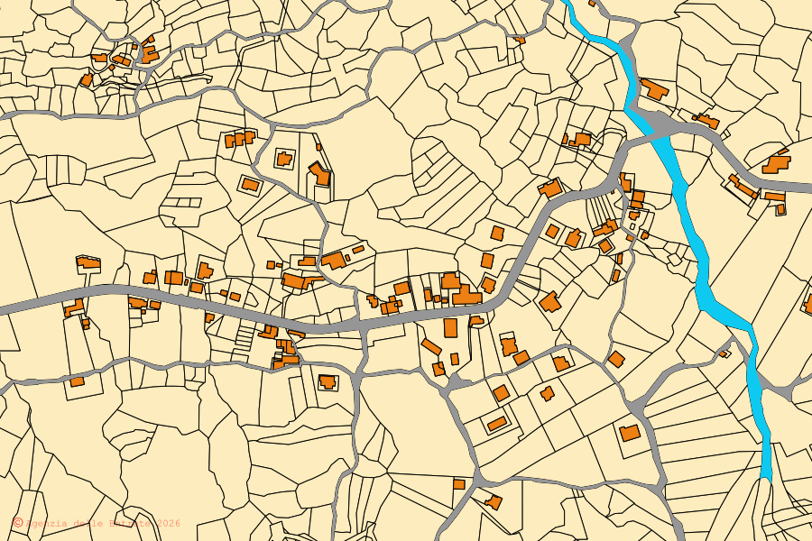 Mappa catastale del centro di San Biagio Saracinisco: particelle e fabbricati, cartografia Agenzia delle Entrate