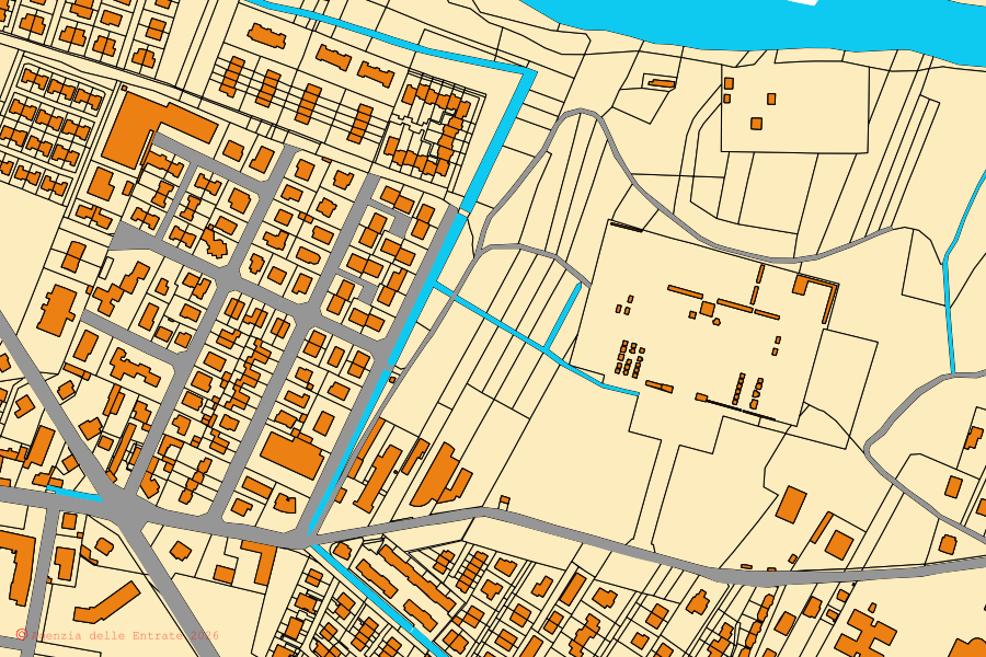 Mappa catastale del centro di San Colombano al Lambro: particelle e fabbricati, cartografia Agenzia delle Entrate