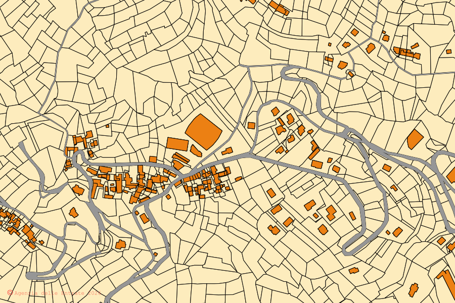 Mappa catastale del centro di San Colombano Belmonte: particelle e fabbricati, cartografia Agenzia delle Entrate