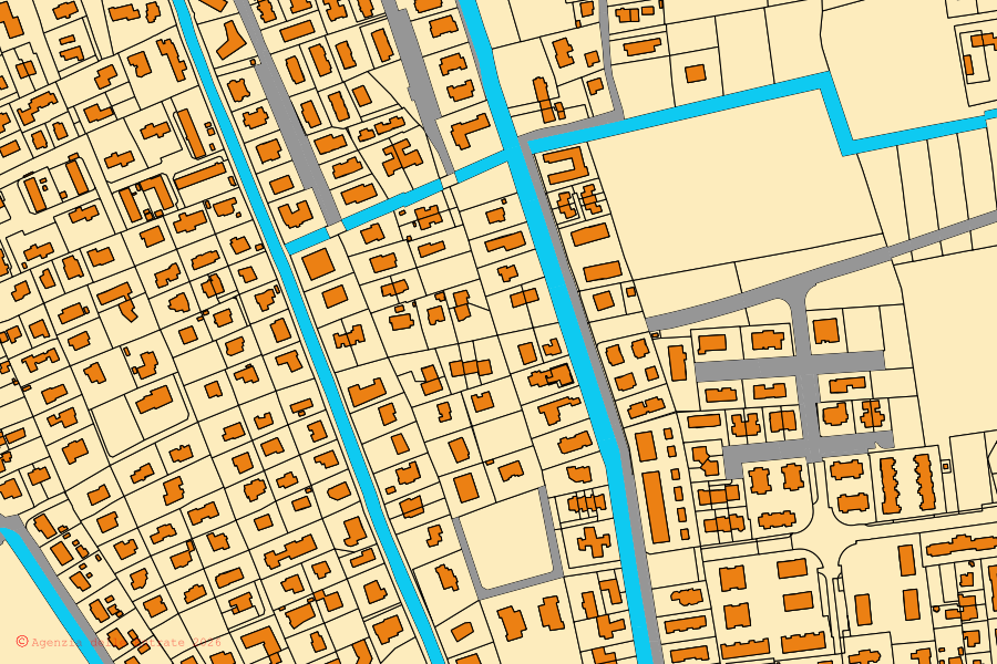 Mappa catastale del centro di San Donà di Piave: particelle e fabbricati, cartografia Agenzia delle Entrate