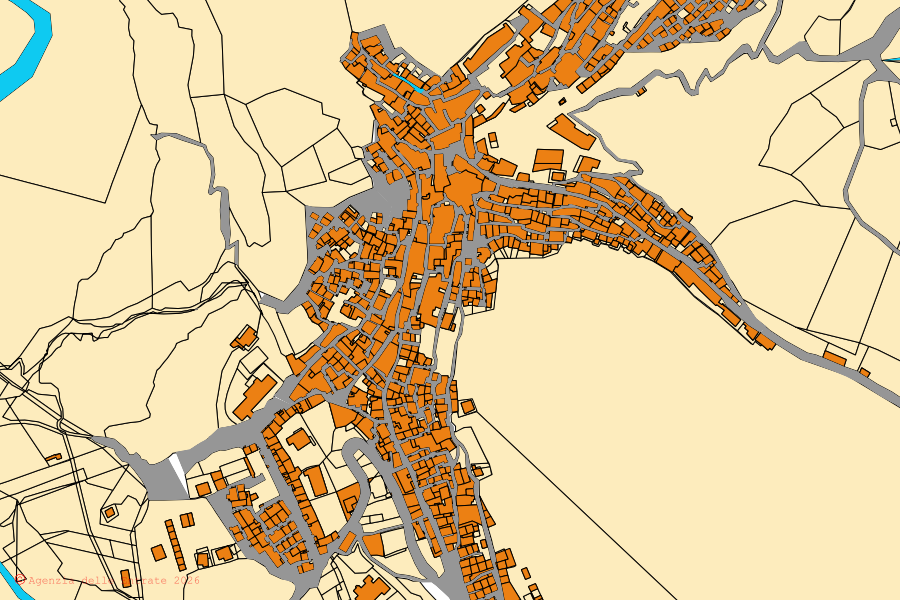 Mappa catastale del centro di San Fele: particelle e fabbricati, cartografia Agenzia delle Entrate