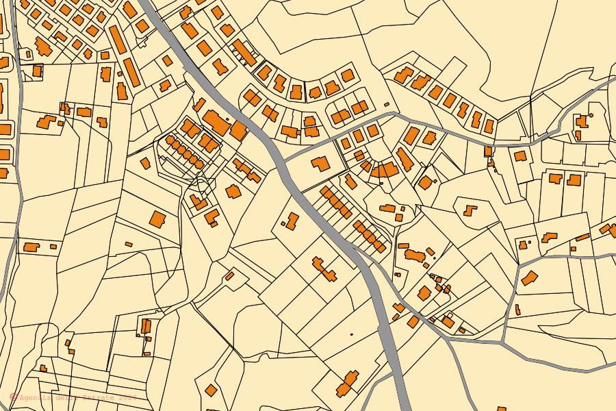 Mappa catastale del centro di San Gemini: particelle e fabbricati, cartografia Agenzia delle Entrate