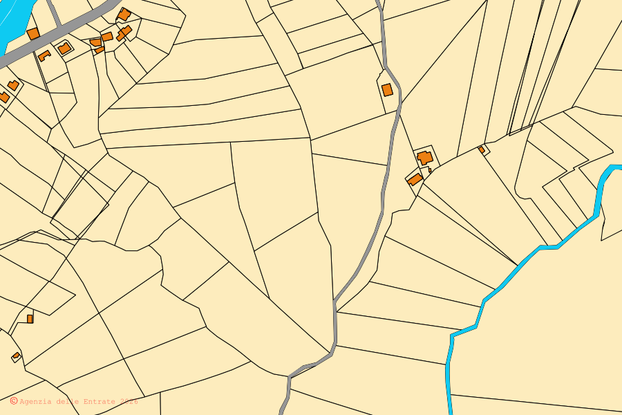 Mappa catastale del centro di San Giorgio Albanese: particelle e fabbricati, cartografia Agenzia delle Entrate