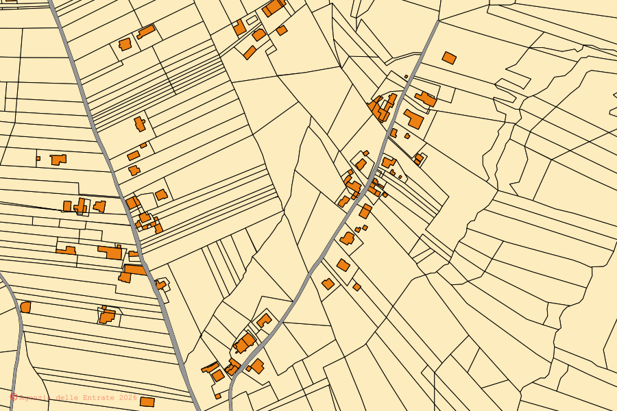 Mappa catastale del centro di San Giorgio del Sannio: particelle e fabbricati, cartografia Agenzia delle Entrate