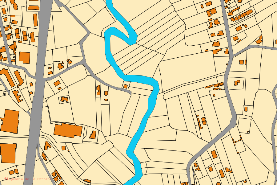 Mappa catastale del centro di San Giorgio di Nogaro: particelle e fabbricati, cartografia Agenzia delle Entrate