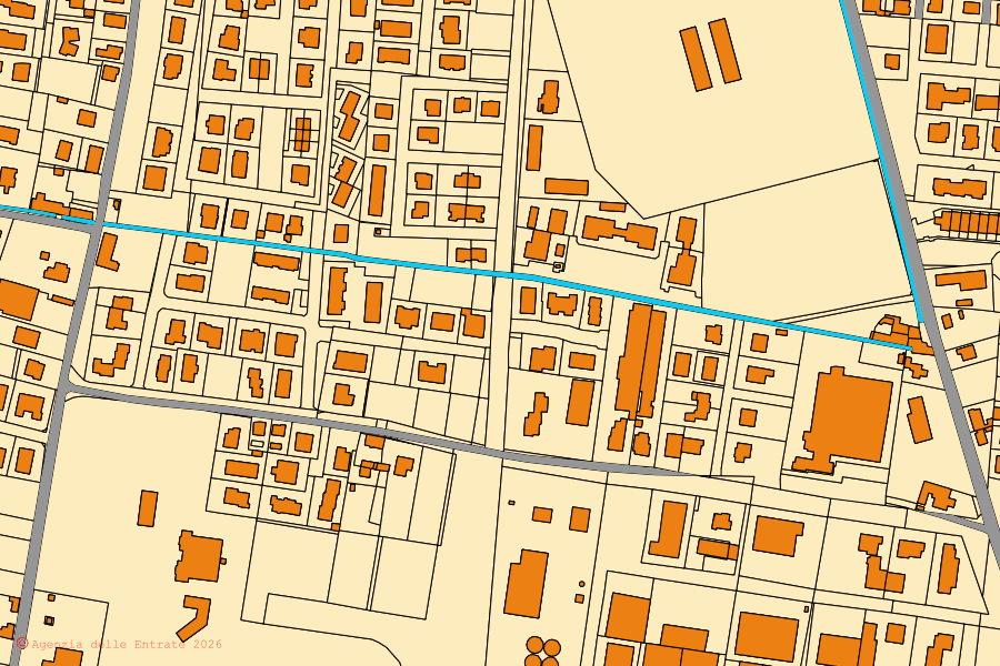 Mappa catastale del centro di San Giorgio Piacentino: particelle e fabbricati, cartografia Agenzia delle Entrate