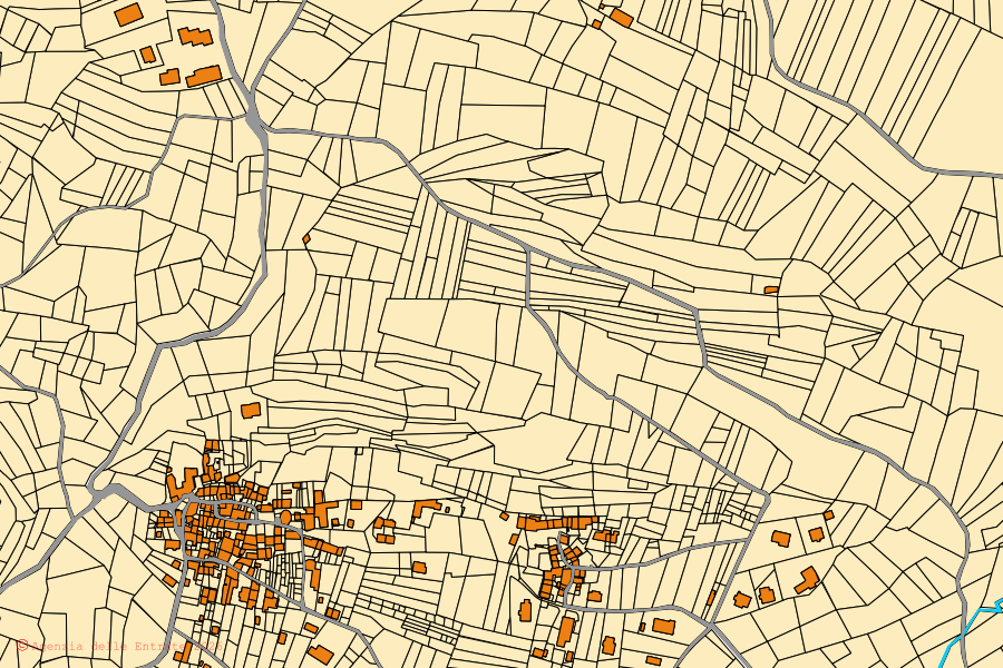 Mappa catastale del centro di San Giorio di Susa: particelle e fabbricati, cartografia Agenzia delle Entrate