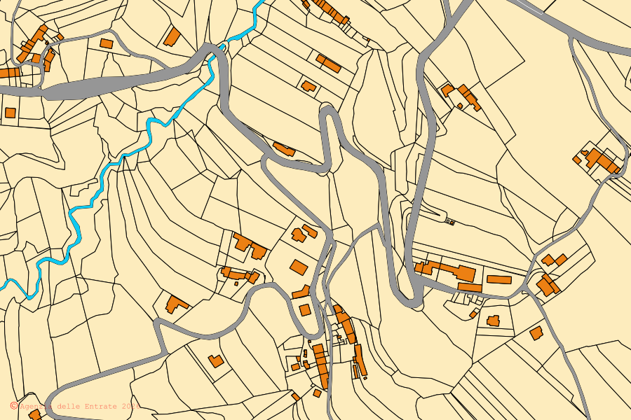 Mappa catastale del centro di San Giovanni Ilarione: particelle e fabbricati, cartografia Agenzia delle Entrate