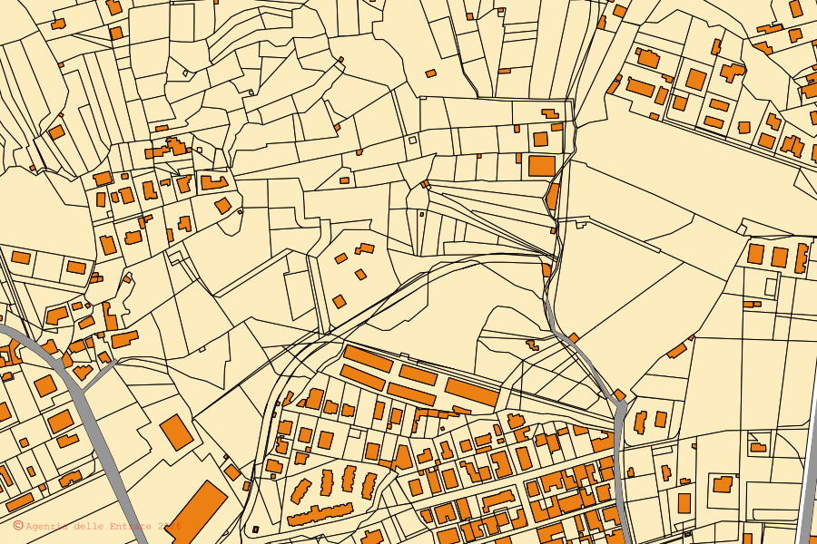 Mappa catastale del centro di San Giovanni la Punta: particelle e fabbricati, cartografia Agenzia delle Entrate