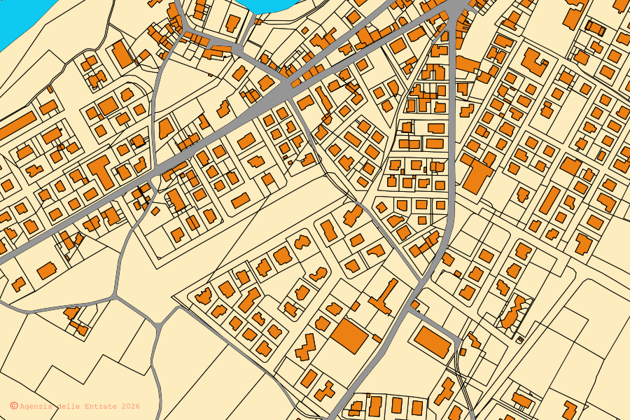 Mappa catastale del centro di San Giustino: particelle e fabbricati, cartografia Agenzia delle Entrate