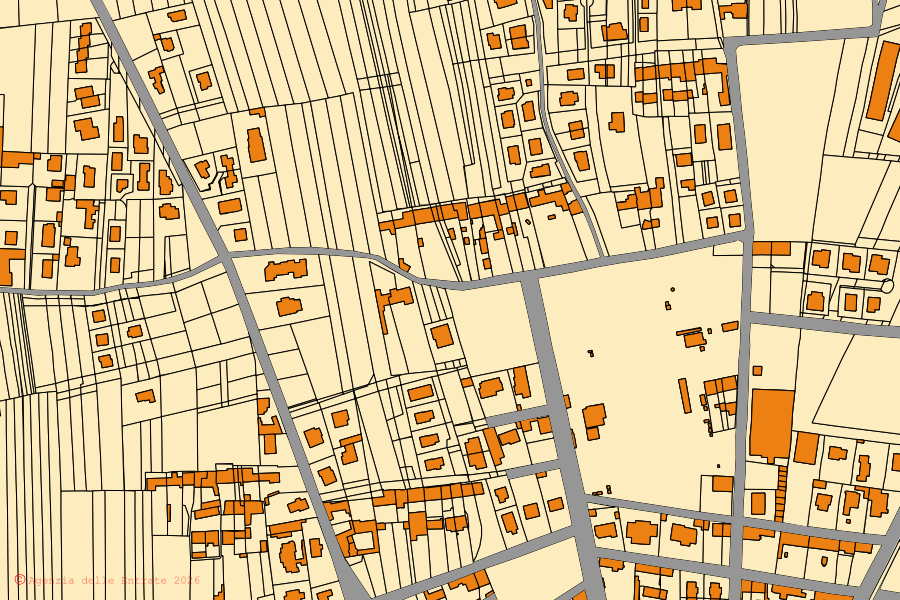 Mappa catastale del centro di San Giusto Canavese: particelle e fabbricati, cartografia Agenzia delle Entrate