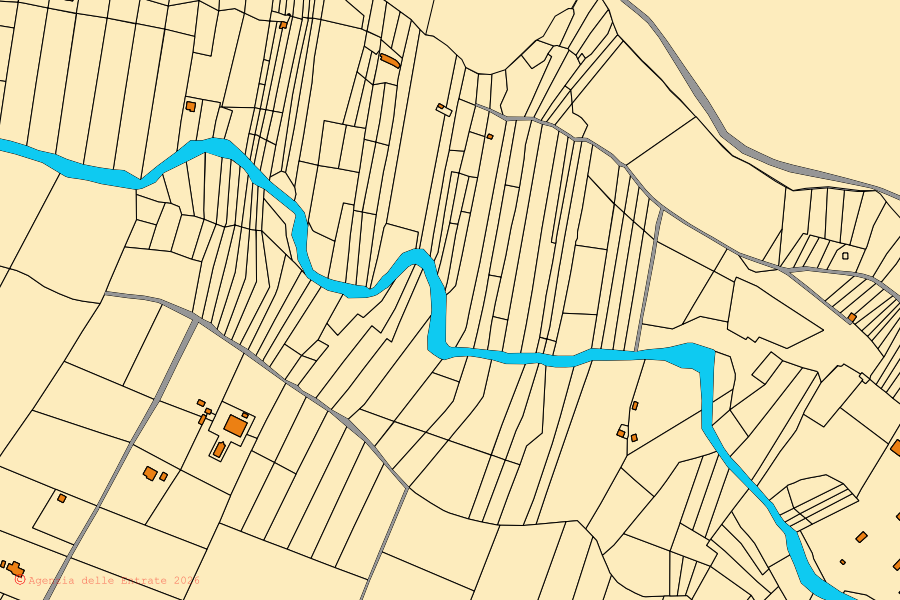 Mappa catastale del centro di San Gregorio da Sassola: particelle e fabbricati, cartografia Agenzia delle Entrate