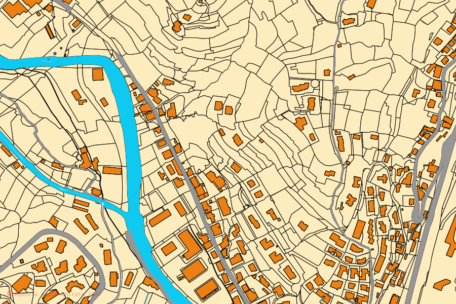 Mappa catastale del centro di San Lorenzo al Mare: particelle e fabbricati, cartografia Agenzia delle Entrate