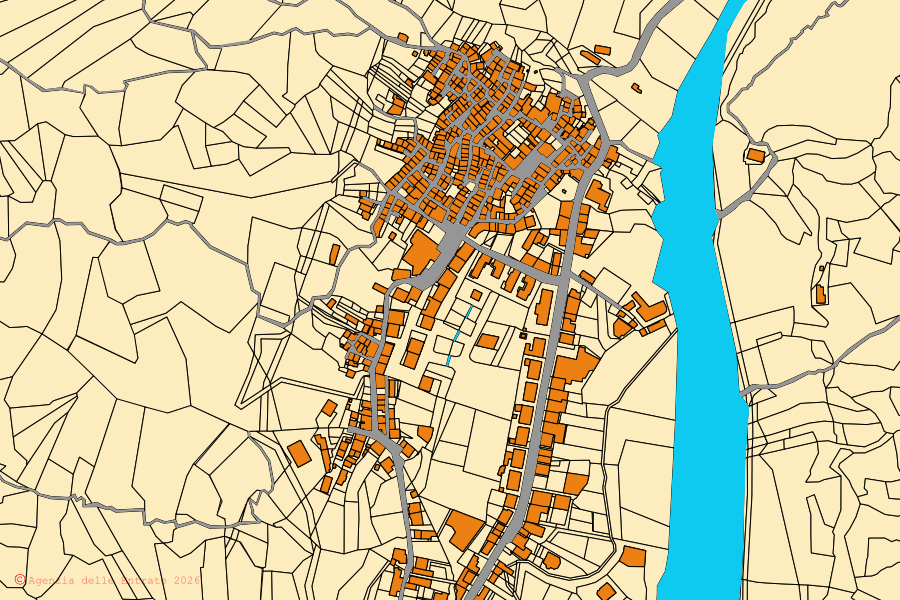 Mappa catastale del centro di San Lorenzo: particelle e fabbricati, cartografia Agenzia delle Entrate