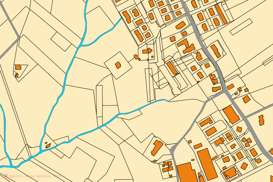 Mappa catastale del centro di San Marcello: particelle e fabbricati, cartografia Agenzia delle Entrate