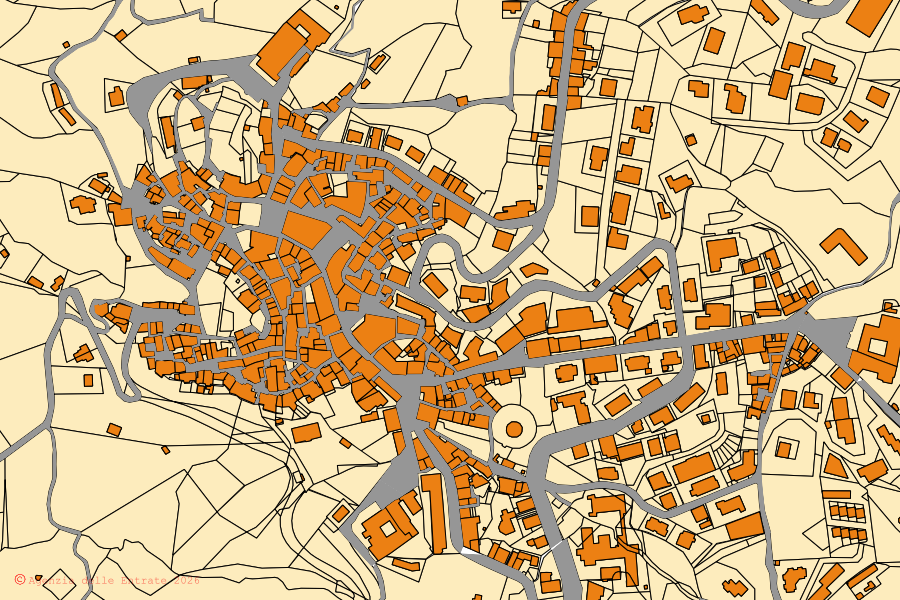 Mappa catastale del centro di San Marco Argentano: particelle e fabbricati, cartografia Agenzia delle Entrate