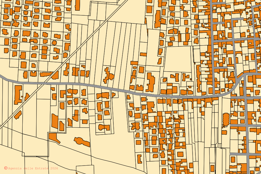 Mappa catastale del centro di San Marco Evangelista: particelle e fabbricati, cartografia Agenzia delle Entrate